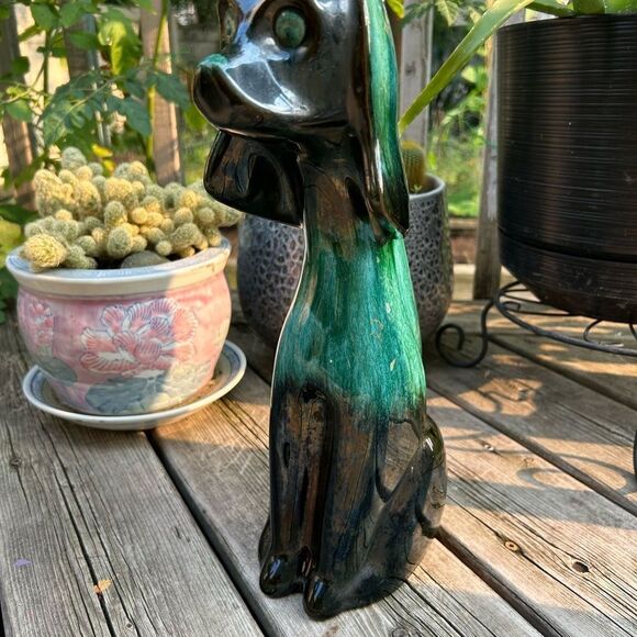 Vintage 70s Blue Mountain Pottery Green Glazed Hound Dog - Picture 12 of 16